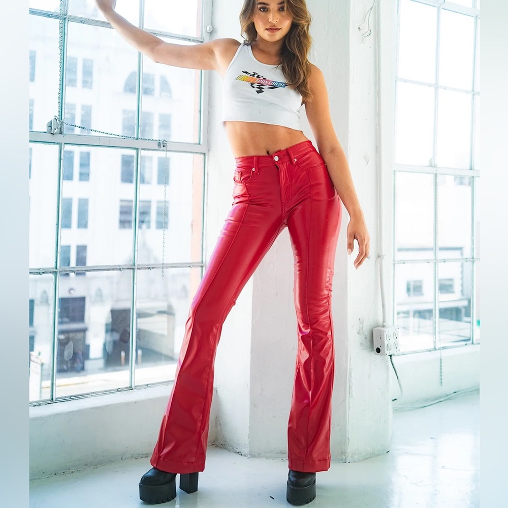 NWT Revice Denim Venus Flares, Mars Red, size 27